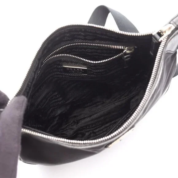 Prada Shoulder Bag Black Nylon Leather Triangle Logo Shoulder Bag - Picture 3 of 10